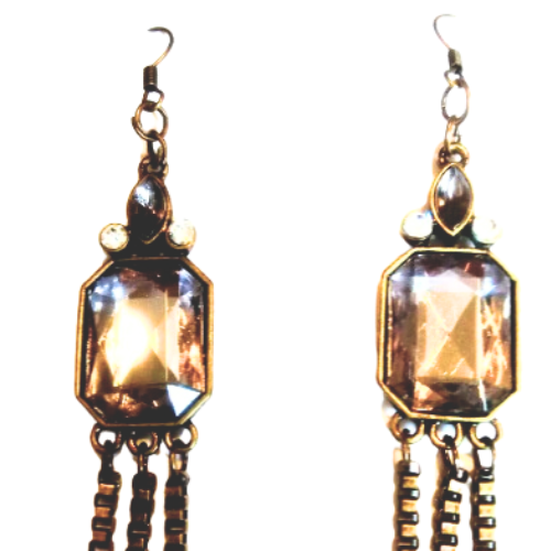 Antique Bronze Pave Chandelier Earrings