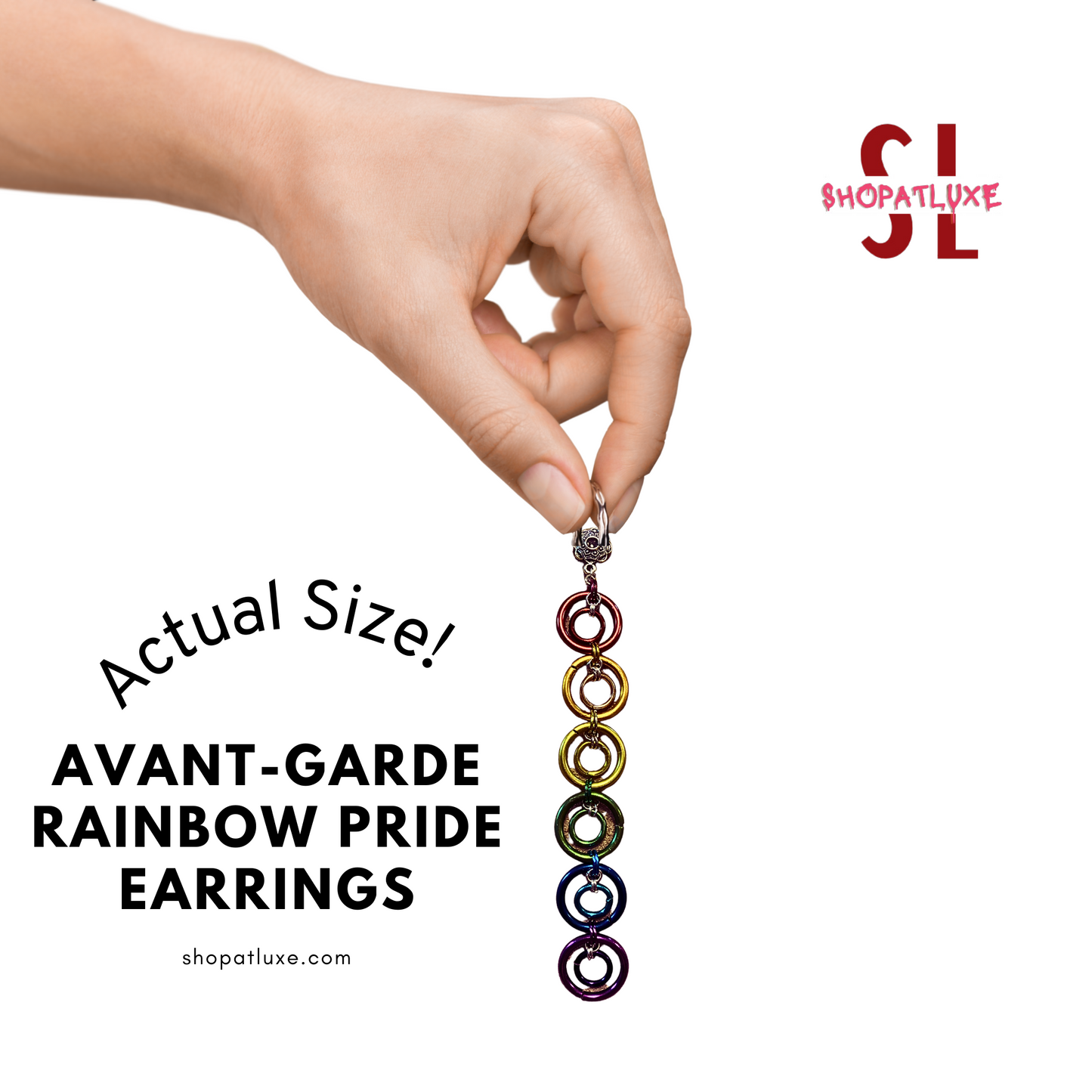 Avant-Garde Rainbow Pride Chainmail Earrings