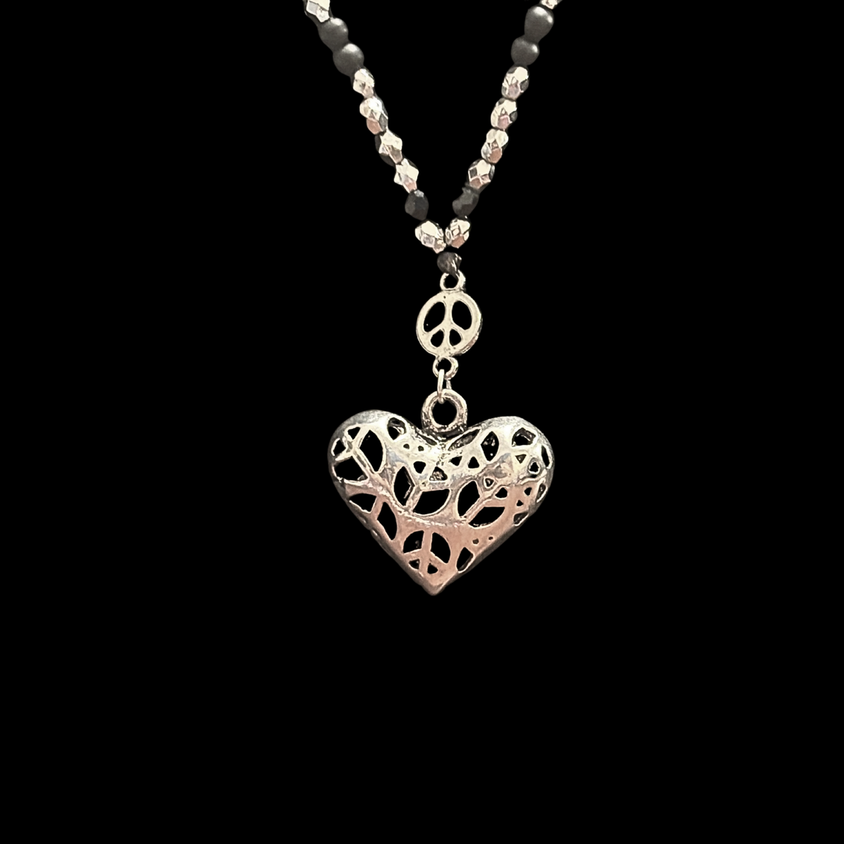 Retro Peace Sign Handbeaded Necklace
