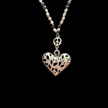 Retro Peace Sign Handbeaded Necklace