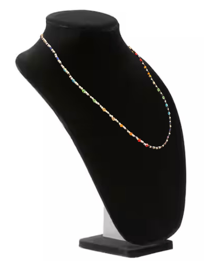 Black to Silver Rainbow Beaded Necklace
