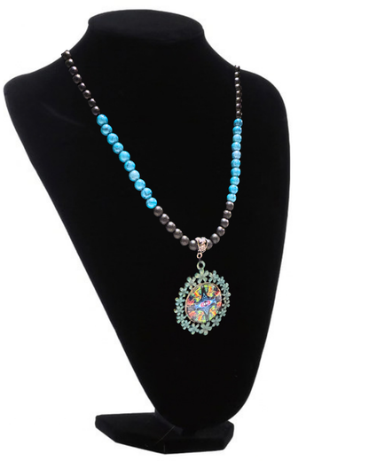 Eye Of Horus Turquoise and Onyx Beaded Choker Necklace
