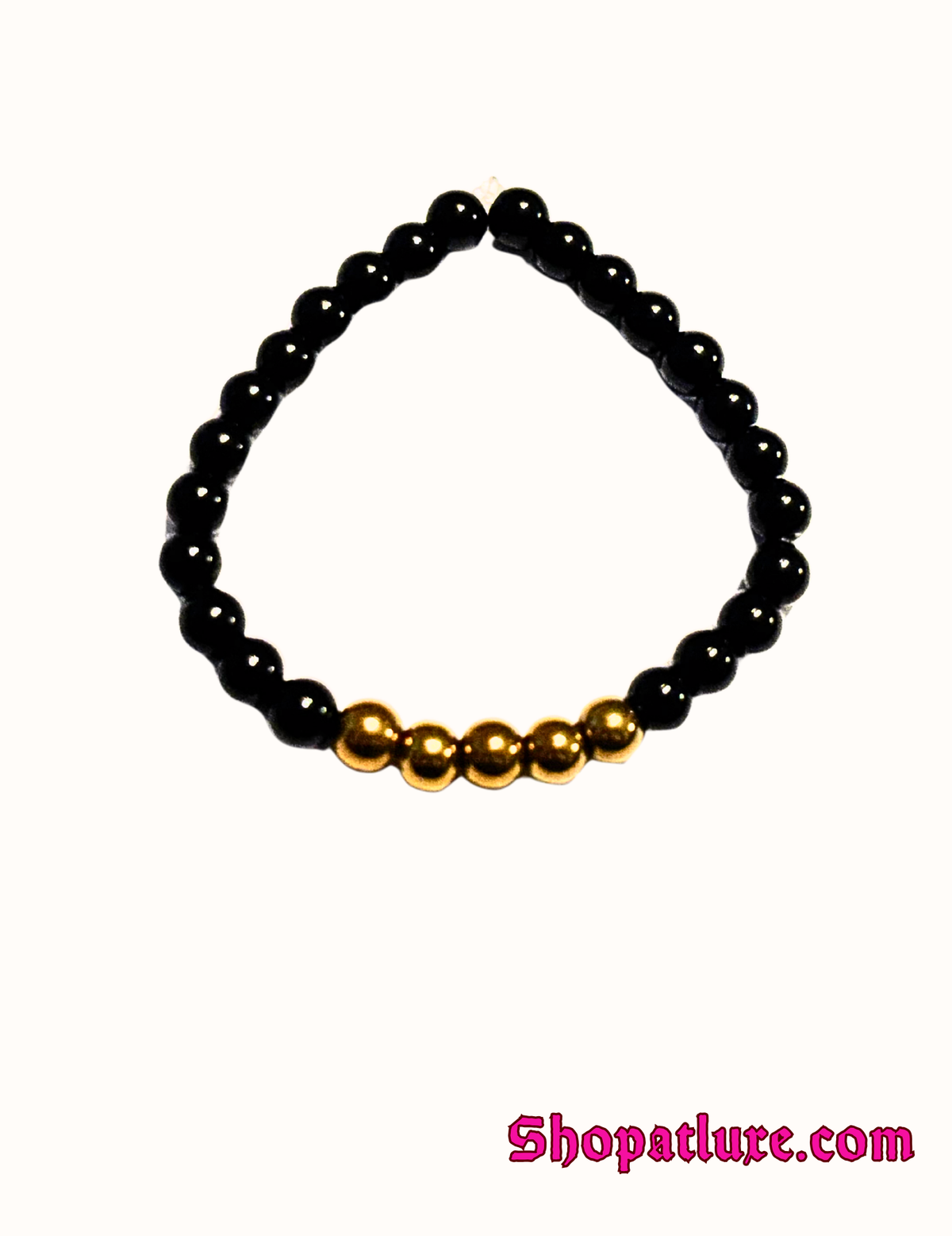 Black Onyx and Gold Hematite Bracelet – Beaded Gemstone Protection Jewelry, Unisex Wrist Accessory, Spiritual Healing Gift