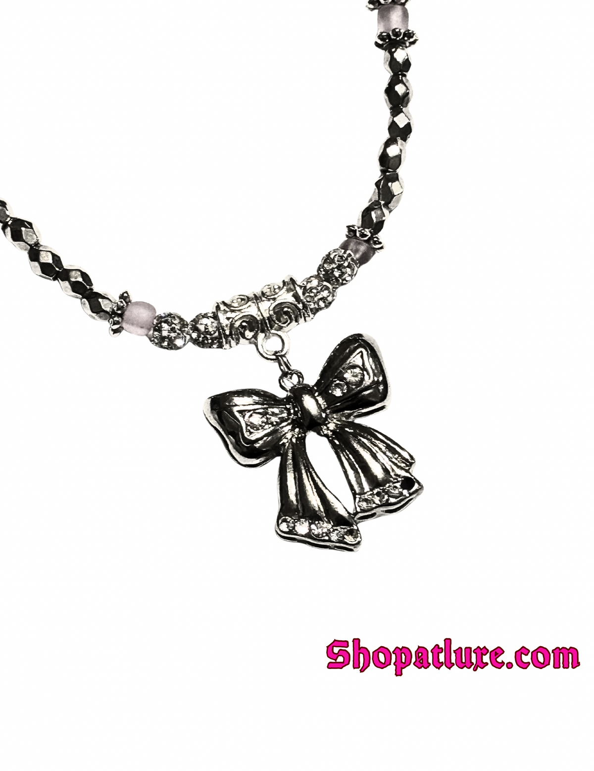 Hand Beaded Bowtie Necklace