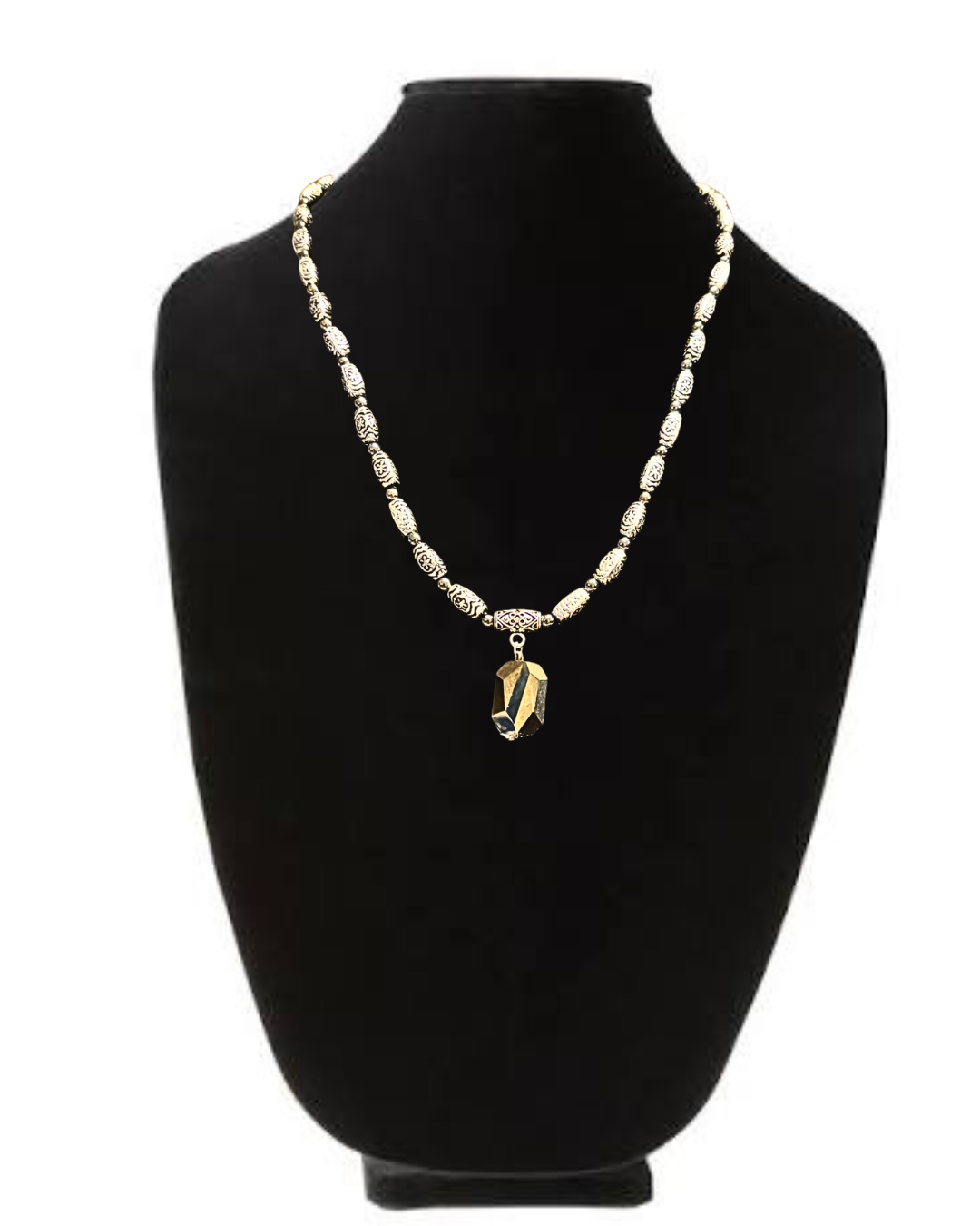 Hematite Beaded Necklace With Faceted Charm