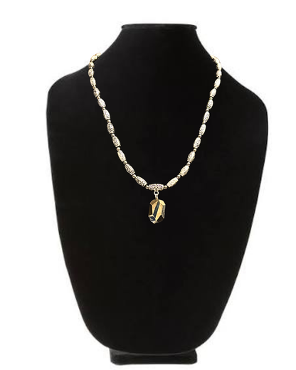 Hematite Beaded Necklace With Faceted Charm