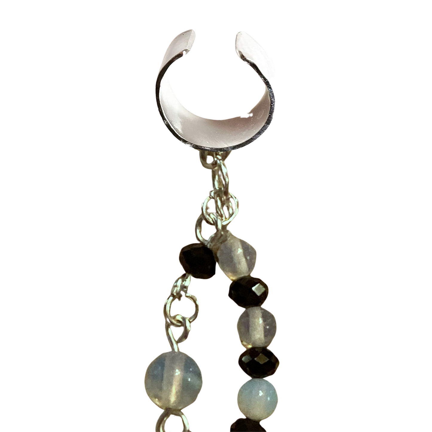 Moonstone And Crystal Beaded Ear Cuff