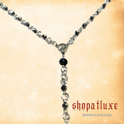 Black Crystal Beaded Catholic Rosary