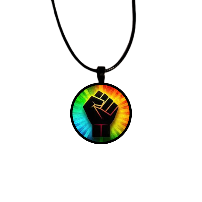 Black Power Raised Fist Peaceful Protest Necklace