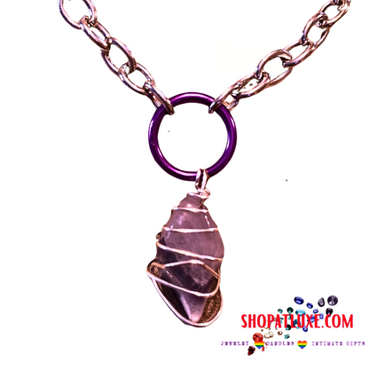 Amethyst Nugget Embellished Two Row Choker