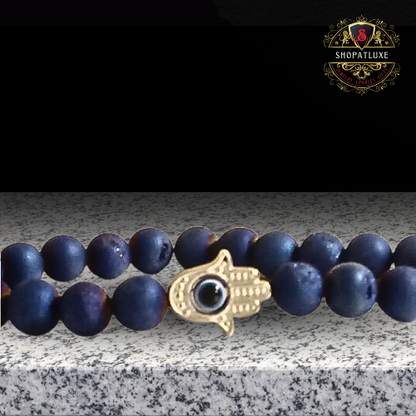 Blue Eye of Horus Lava Rocks Bracelet