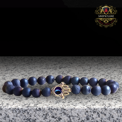 Blue Eye of Horus Lava Rocks Bracelet