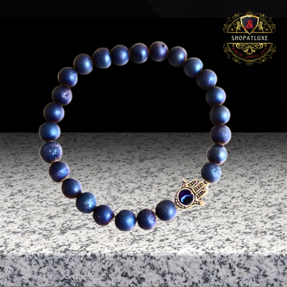 Blue Eye of Horus Lava Rocks Bracelet