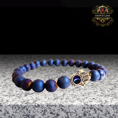 Blue Eye of Horus Lava Rocks Bracelet