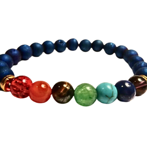 Blue Lava Rocks Chakras Bracelet