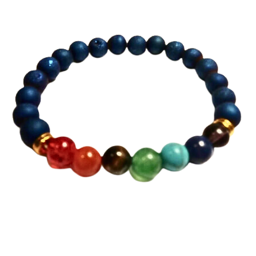 Blue Lava Rocks Chakras Bracelet