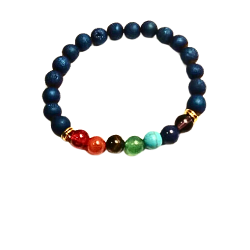 Blue Lava Rocks Chakras Bracelet