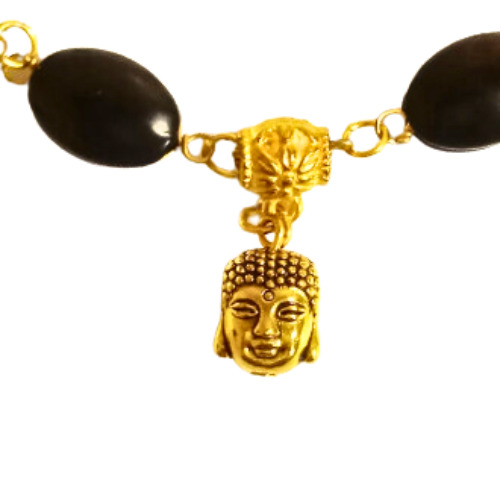Buddha Gold And Black Beaded Bracelet