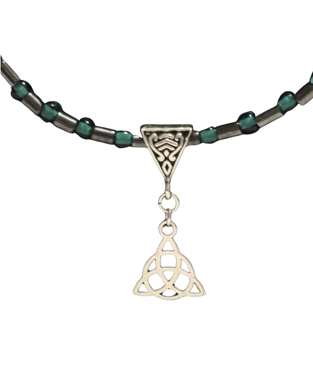 Hematite Triquetra Irish Celtic Knot Necklace