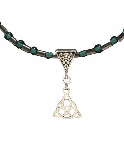 Hematite Triquetra Irish Celtic Knot Necklace