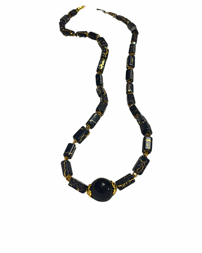 Genuine Onyx Round Hand beaded Beaded Necklace