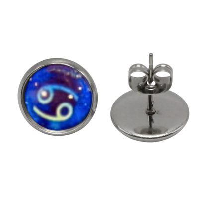 CANCER SIGN CABOCHON ZODIAC EARRINGS