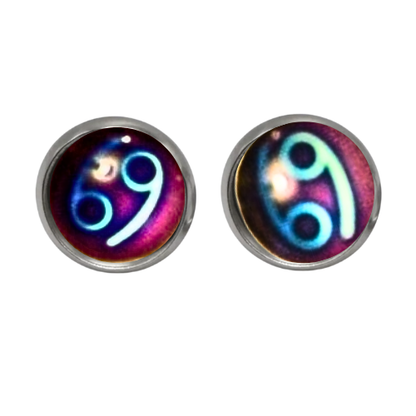CANCER SIGN CABOCHON ZODIAC EARRINGS