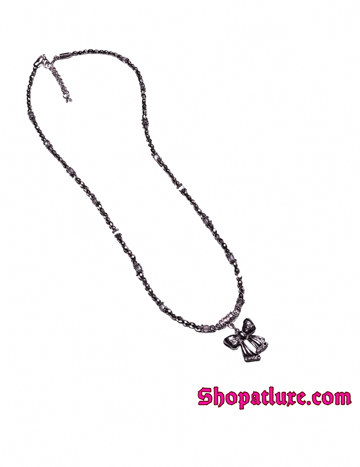 Hand Beaded Bowtie Necklace