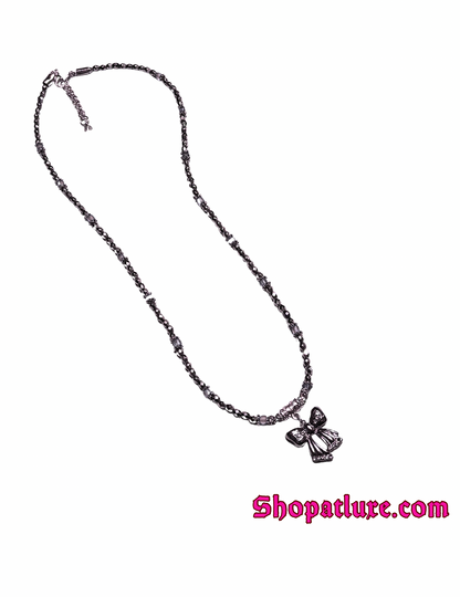 Hand Beaded Bowtie Necklace