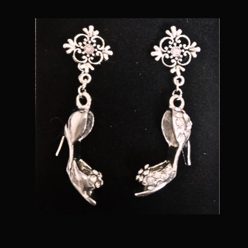 CZ SILVER HIGH HEELS EARRINGS