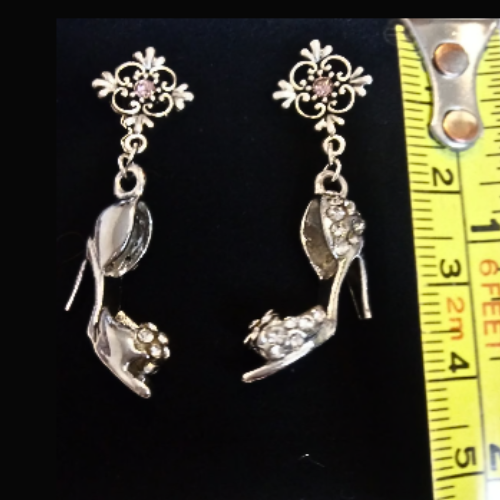 CZ SILVER HIGH HEELS EARRINGS