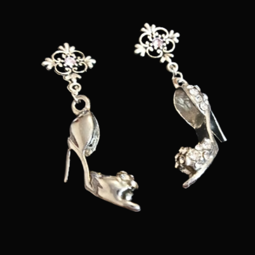 CZ SILVER HIGH HEELS EARRINGS