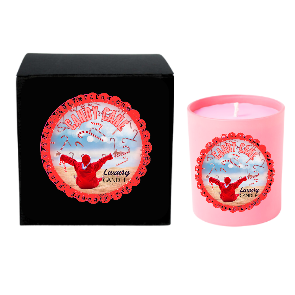 Candy Cane Vegan Candle