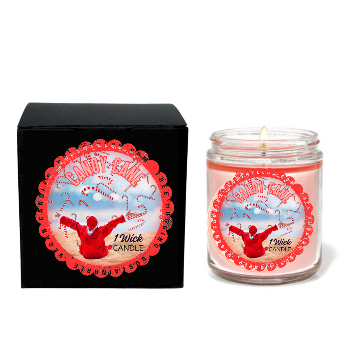 Candy Cane Vegan Candle