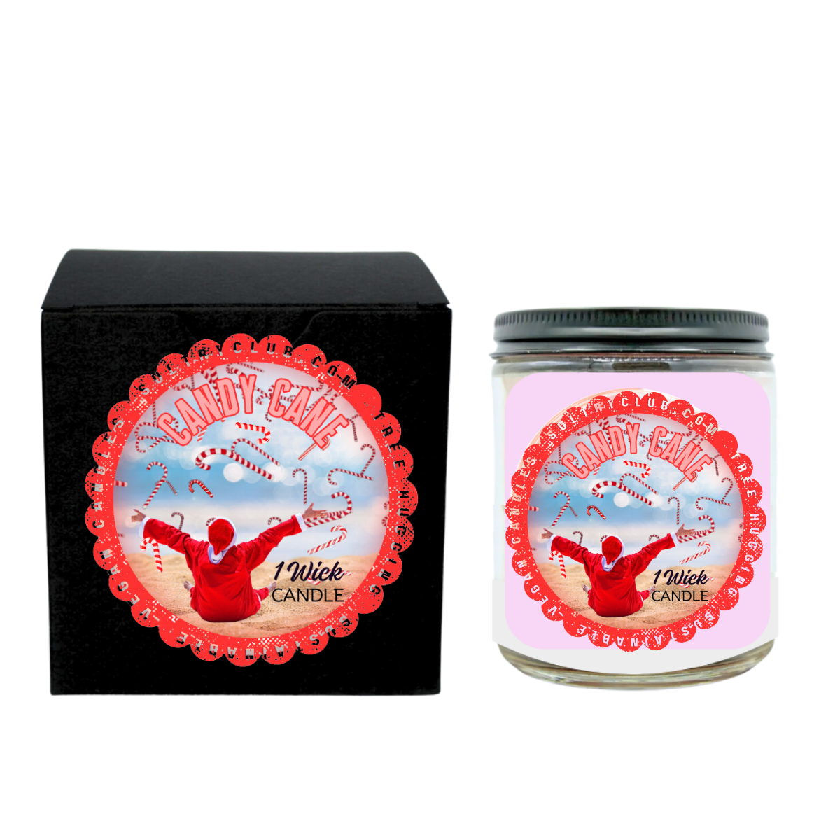 Candy Cane Vegan Candle