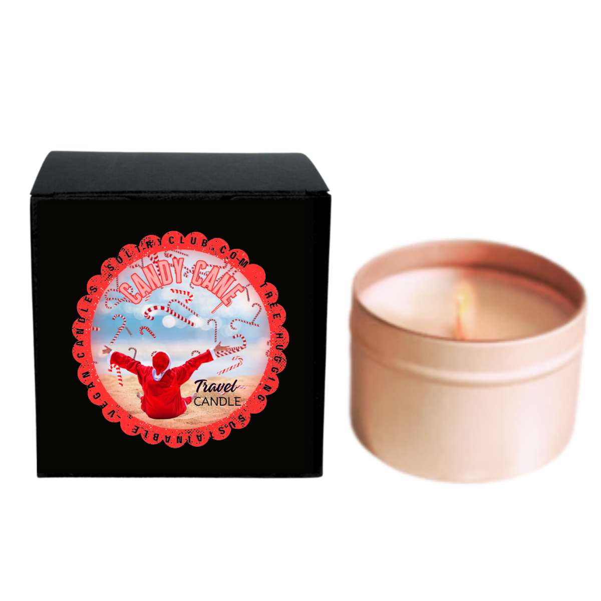 Candy Cane Vegan Candle