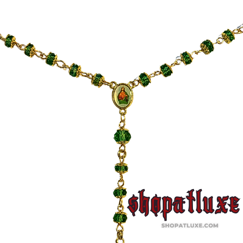 Celtic Irish Green Crystal Embellished Rosary