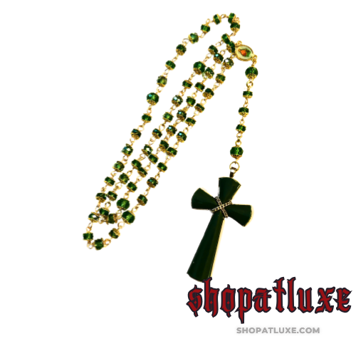 Celtic Irish Green Crystal Embellished Rosary