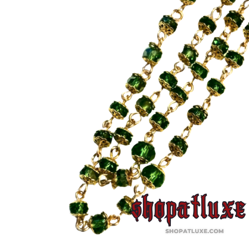 Celtic Irish Green Crystal Embellished Rosary