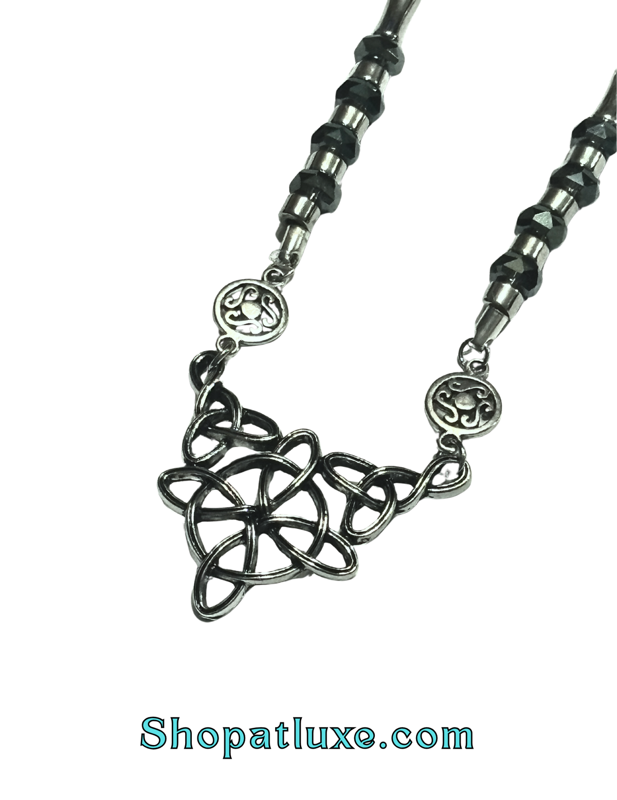 Celtic Knot Triquetra Pendant Beaded Necklace