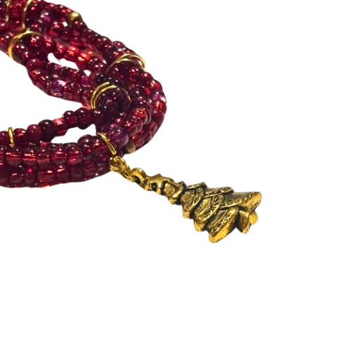 HOLIDAY CRIMSON BEADED WRAP BRACELET