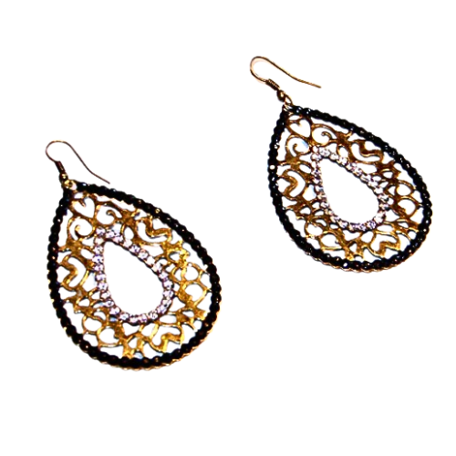 Crystal Beaded Filigree Hoop Earrings