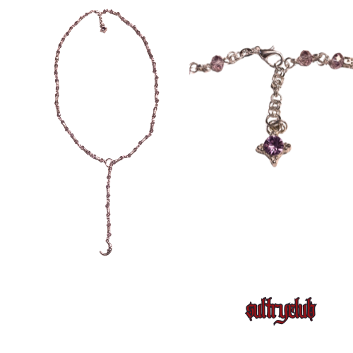 AMETHYST BEADED STERLING SILVER EMBELLISHED O RING LARIAT NECKLACE