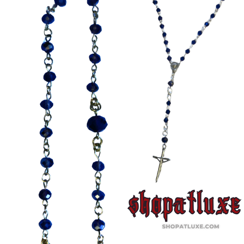 Blue Crystal Beaded Rosary