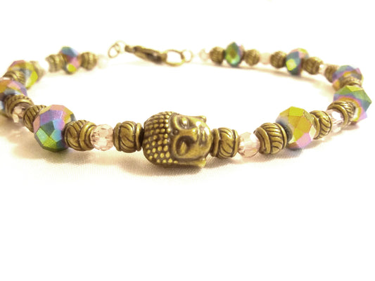 Crystal Buddha Antique Bronze Bracelet