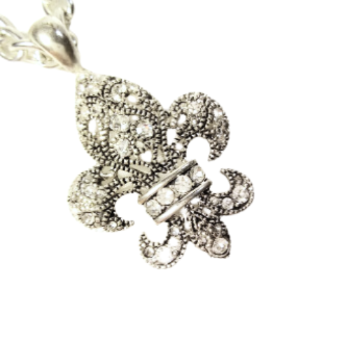 Crystal Fleur de Lis Pendant Necklace