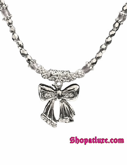 Hand Beaded Bowtie Necklace