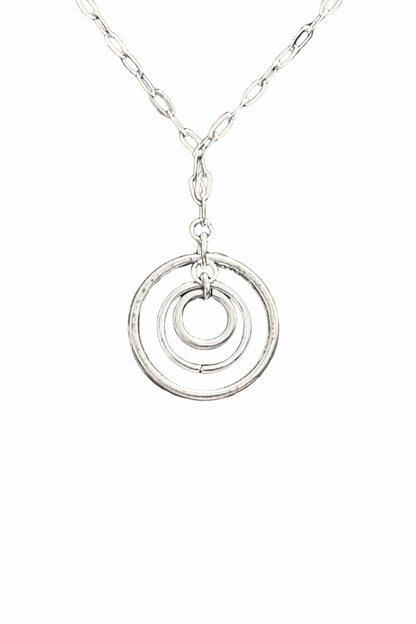 Surgical Steel Multi Ring Pendant Necklace