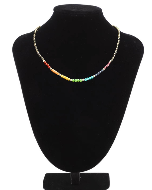 Hematite Rainbow Beaded Necklace
