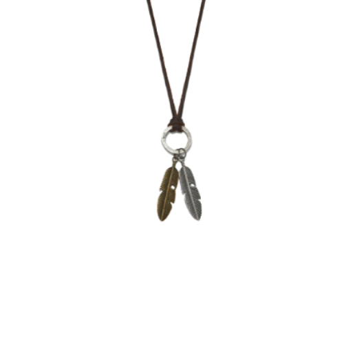 Dual Feathers Gender Fluid Necklace